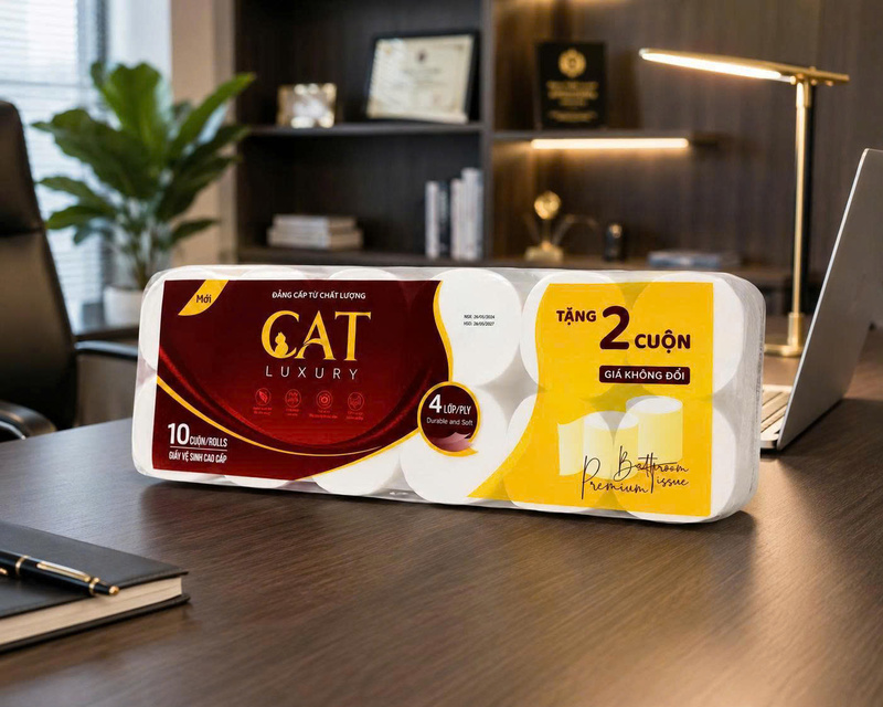CAT luxury premium 4-ply coreless toilet tissue