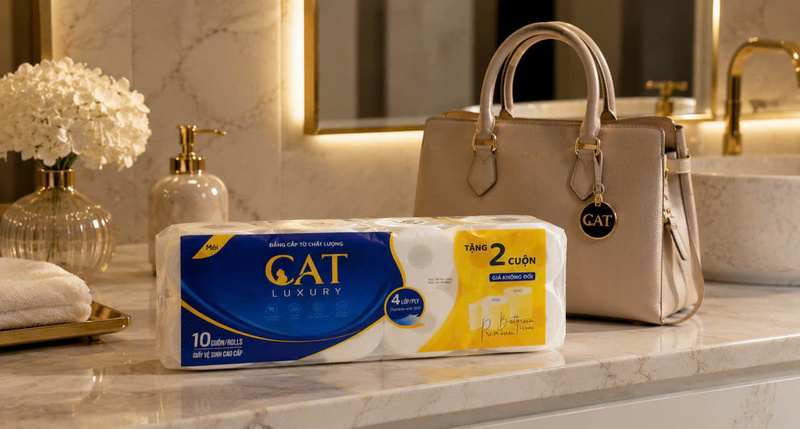 CAT luxury premium 4-ply coreless toilet tissue