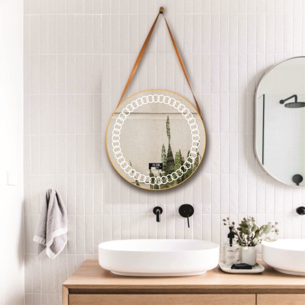 Leather strap mirror