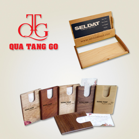 Wooden business card holders
