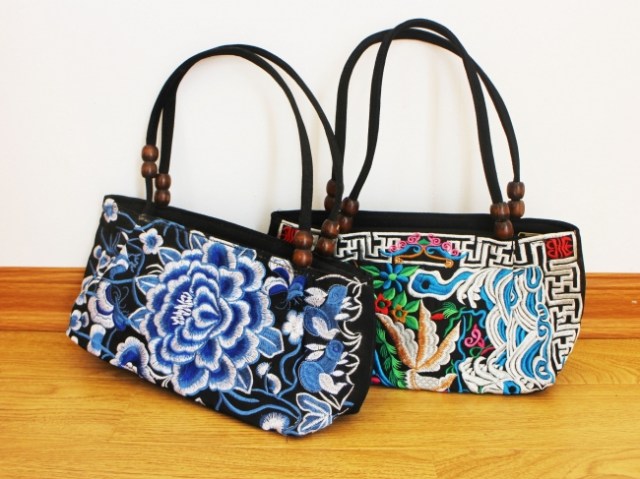 Hand embroidered handbag
