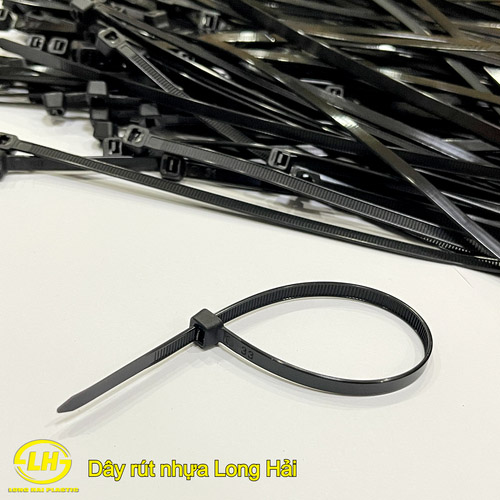 Black plastic cable tie