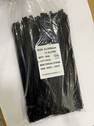 Black plastic cable tie