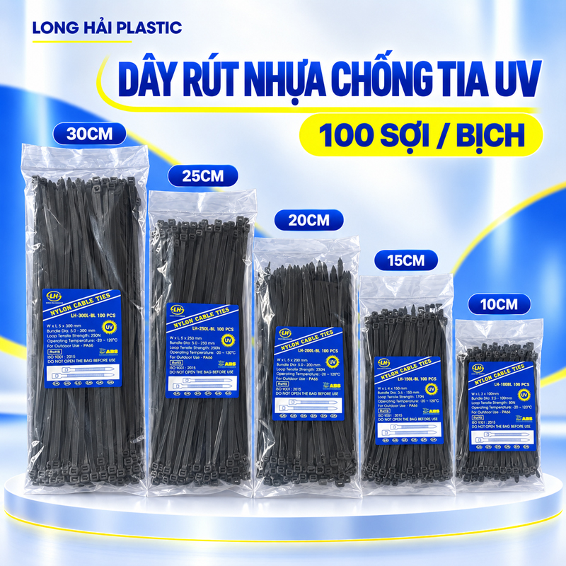 UV-resistant plastic cable ties