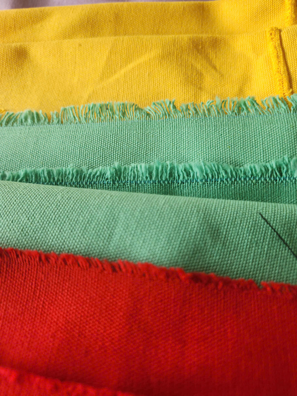 Red, yellow, mint canvas fabric