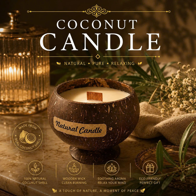 Coconut shell scented candles
