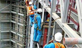 Scaffolding erection in construction