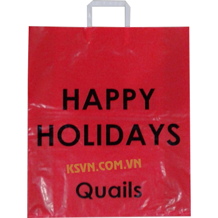Tri fold handle plastic shopping bag