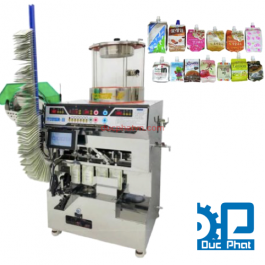 Pouch packaging machine with cap