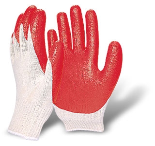 Plastic-coated gloves