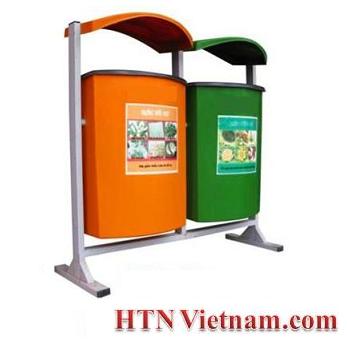 Composite trash can with double compartments