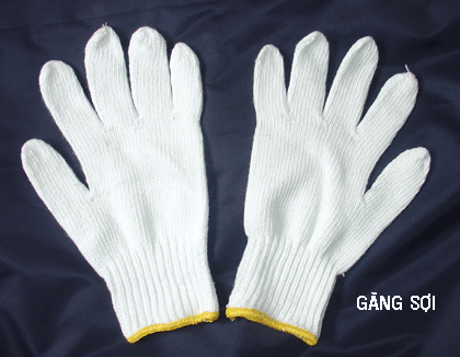 Cream-colored safety gloves