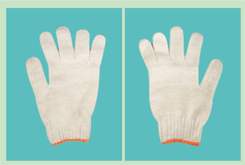 Cream-colored safety gloves