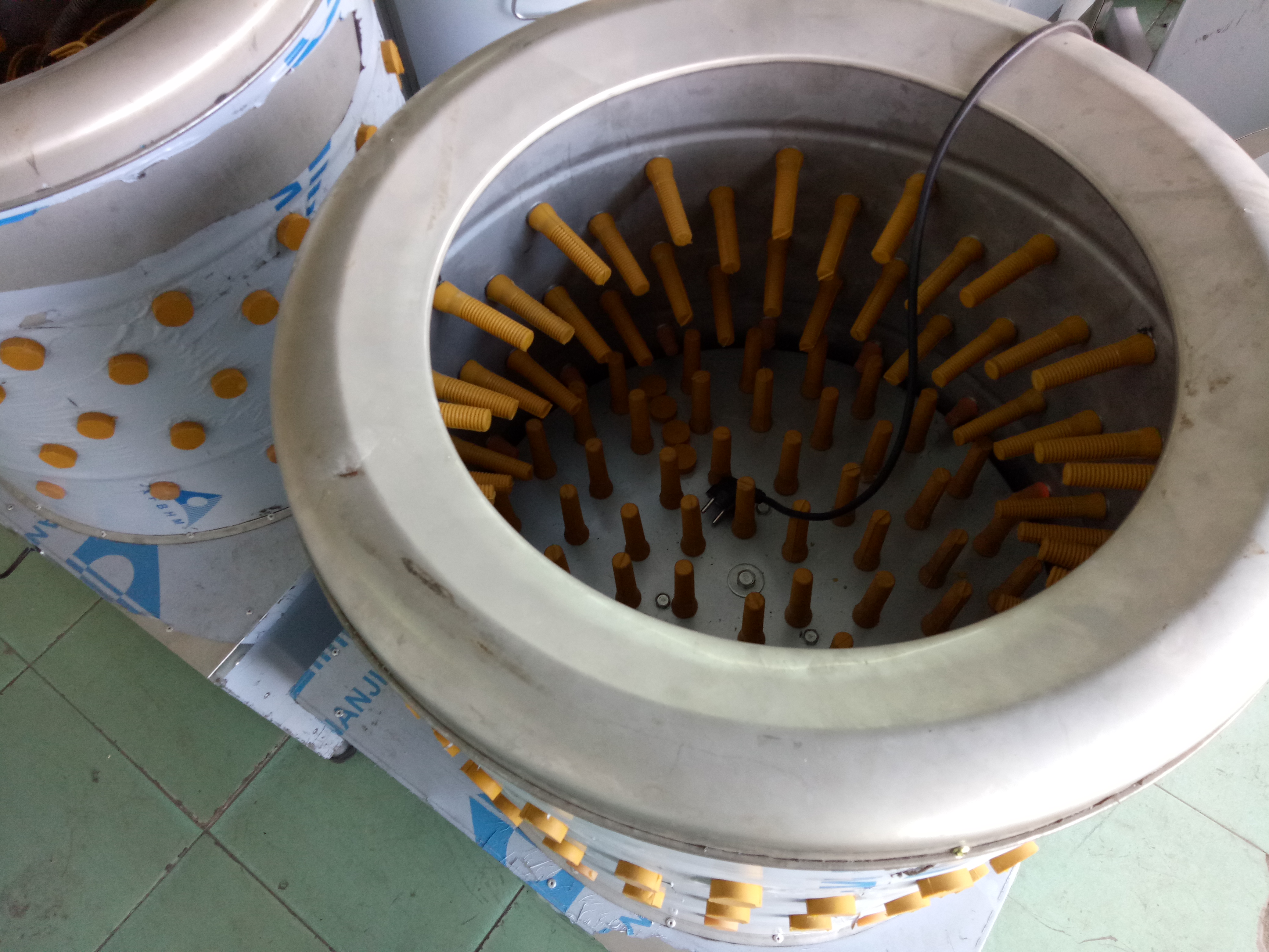 Poultry feather removing machine
