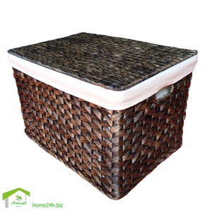 Espresso Zig Zag-Woven Water Hyacinth Trunk
