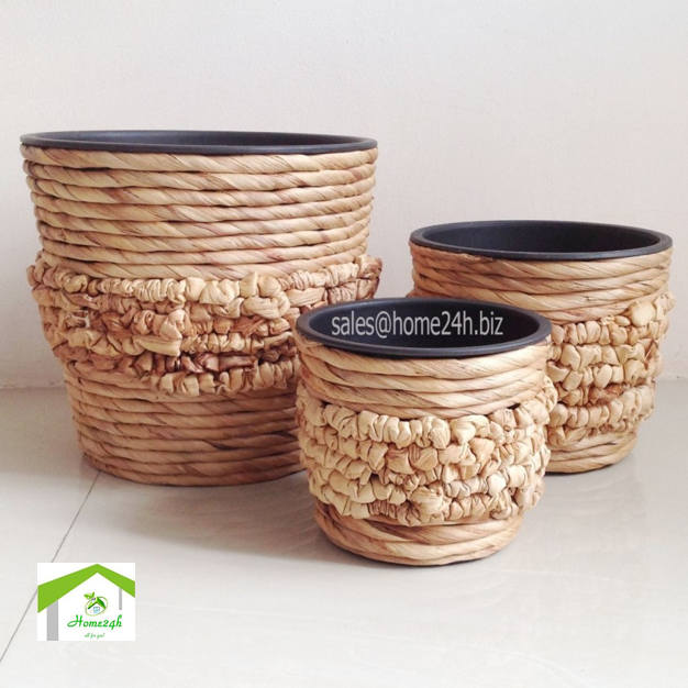 Mixed Woven Water Hyacinth Plant Pots