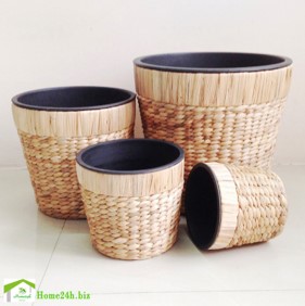 Round Rice Nut – Woven Water Hyacinth Plant Pots
