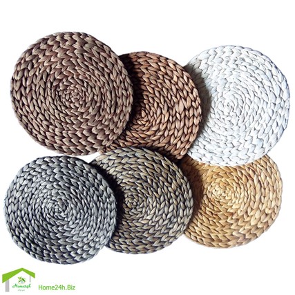 Round Water Hyacinth Placemats 6 Colours 30cm