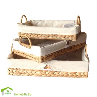 Set of 3 Water Hyacinth Trays