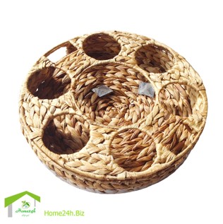 Water Hyacinth Tray for Cups and Glasses on the Table