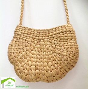 Zipper Water Hyacinth Handbag