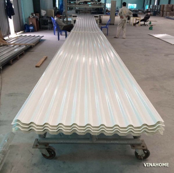 Composite plastic roofing sheet