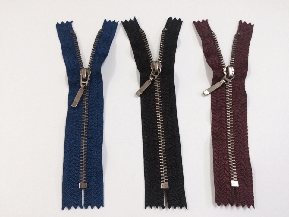 Antique silver zippers