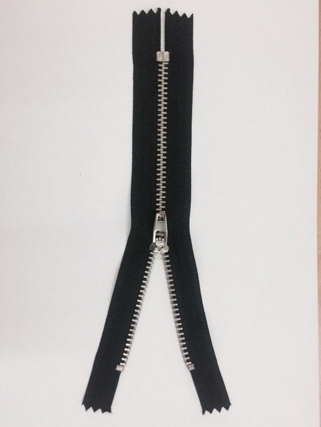 Shiny silver zippers