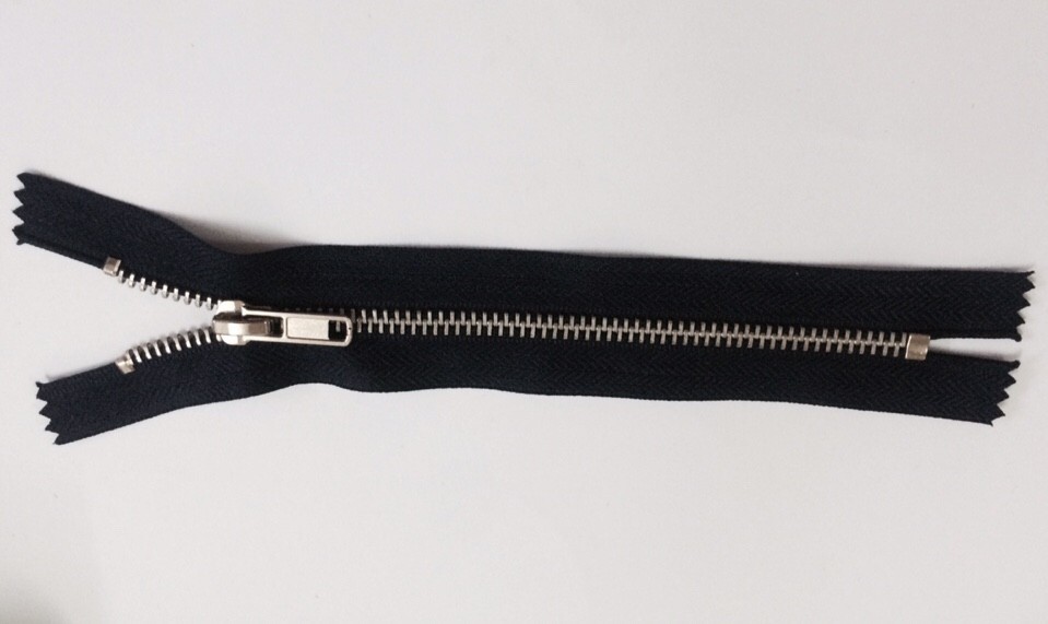 Shiny silver zippers