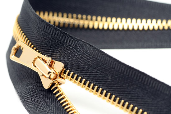 Shiny gold zippers