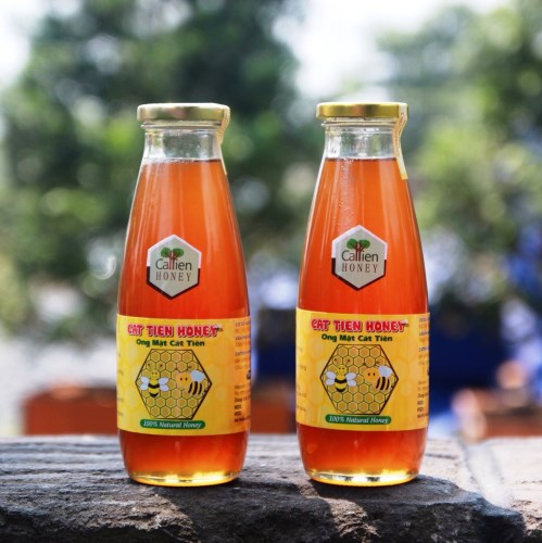 Glass honey bottle