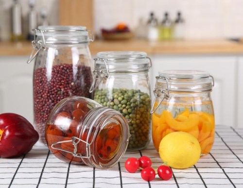 Glass jar with clip top