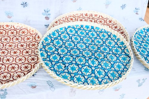 Star-pattern bamboo tray