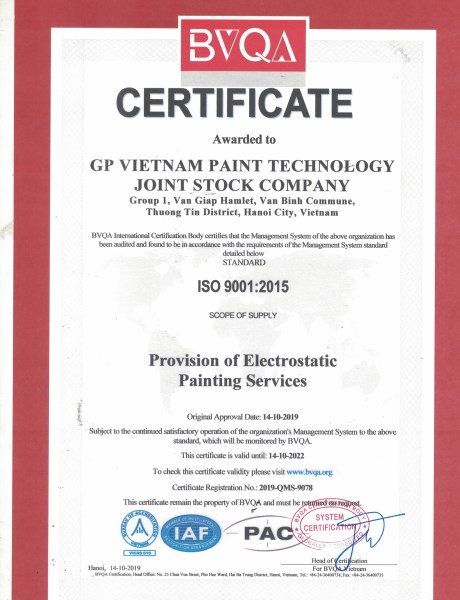 Certificate ISO 9001:2015