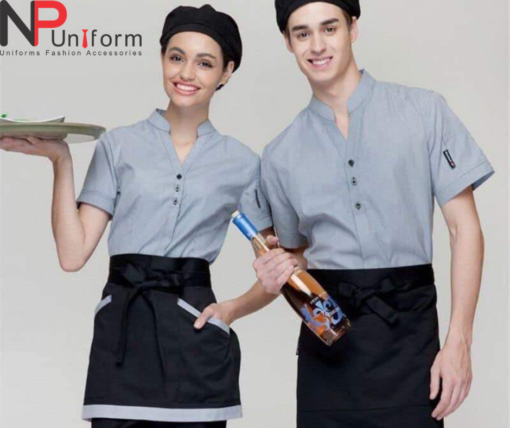 Set of blue apron uniform