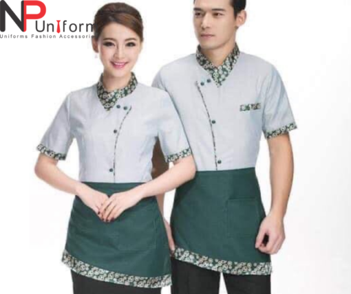 Set of gray-blue apron uniform