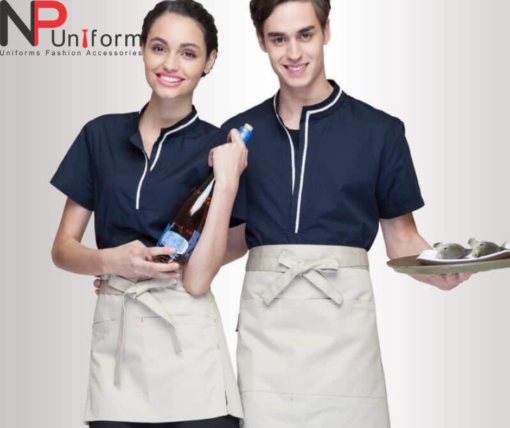 Set of gray-blue apron uniform