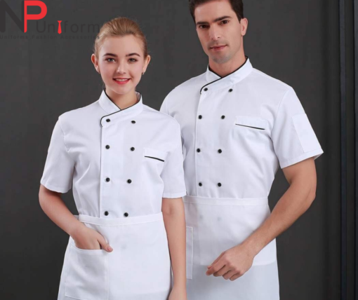 Set of white apron uniform