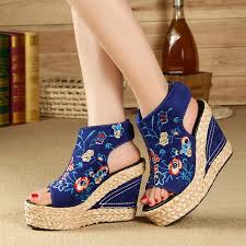 Machine embroidery on footwear
