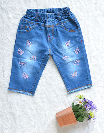 Machine embroidery on pants