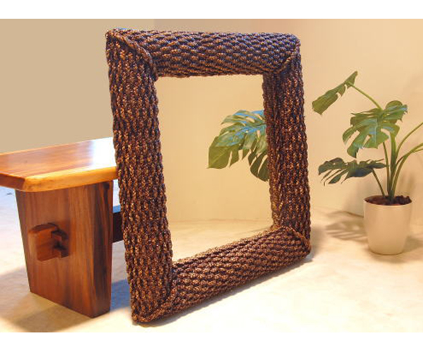 Water hyacinth mirror frame