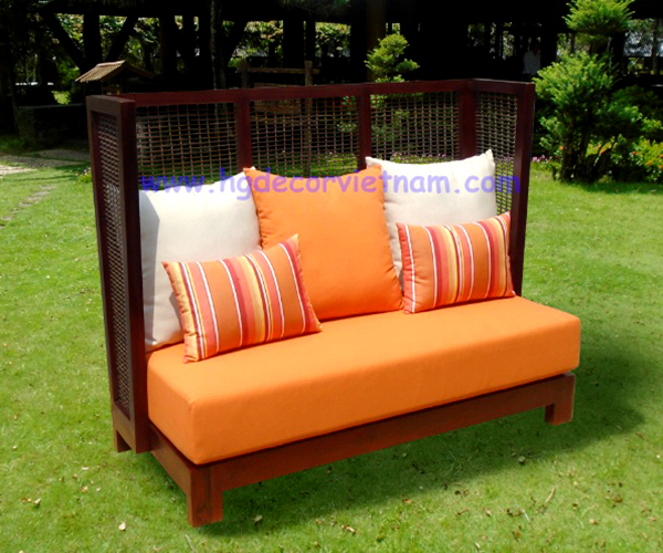Teak-frame sofa