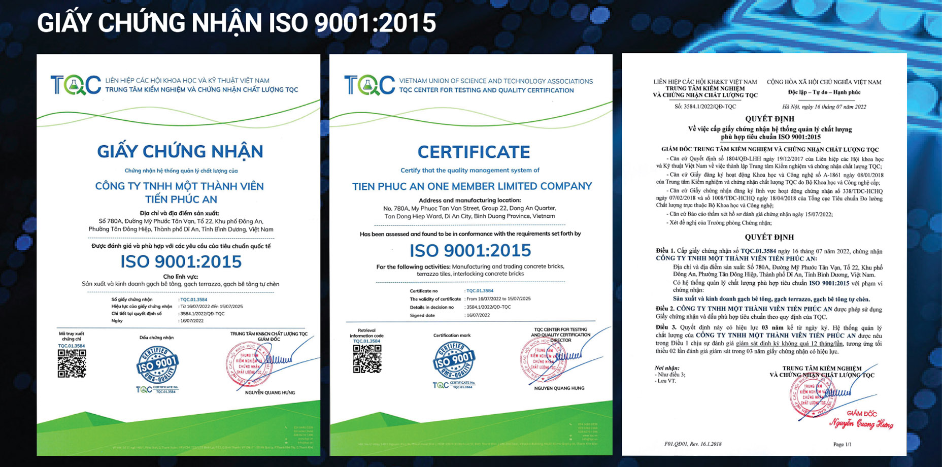 ISO 9001:2015 certification