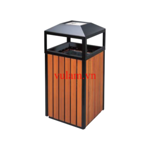 Wooden trash can