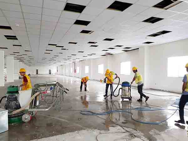 Cleaning of construction site after construction