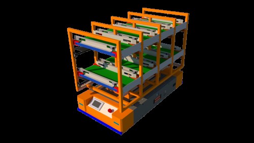 AGV vehicle with double-tier conveyor