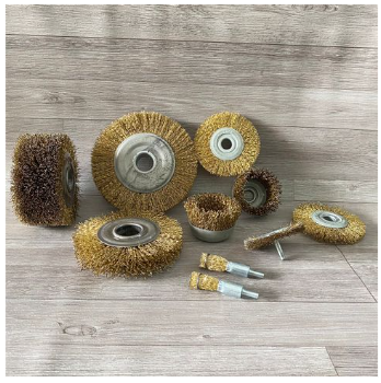 Steel shaft mounted wheel brush