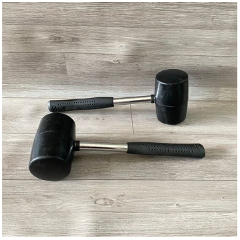 Rubber hammer with iron handle