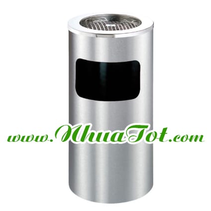 Round-column ashtray stainless steel trash bin