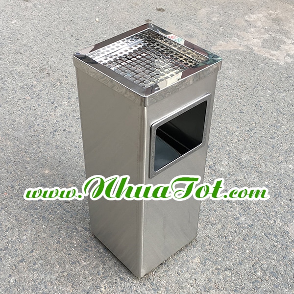 Square ashtray stainless steel trash bin